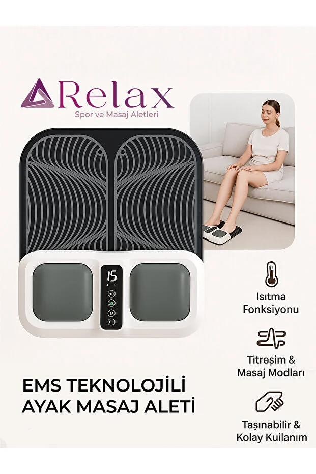 Relax EMS Teknolojili Isıtmalı Ayak Masaj Aleti – Çok Fonksiyonlu, Dijital Ekranlı